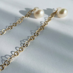 K10YG Button Pearl x Circle Chain Back Catch / Set(ピアス)