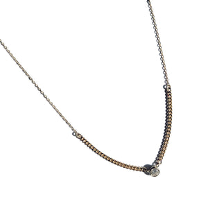 K18YG One Diamond Necklace with Combination Chain（ネックレス）