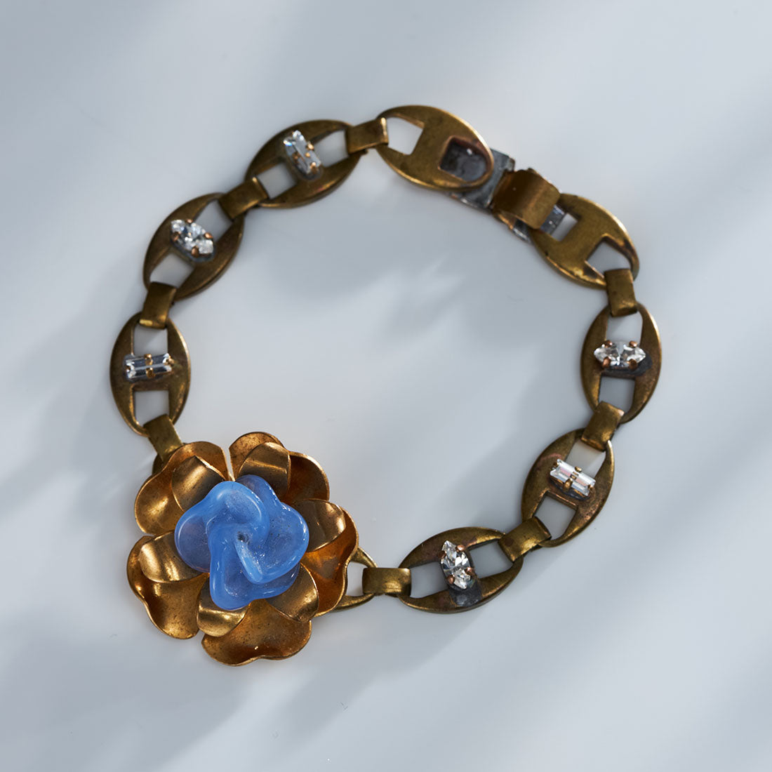 Paris Vintage Parts Re-Jewelry Bracelet / Blue Flower / ブレスレット