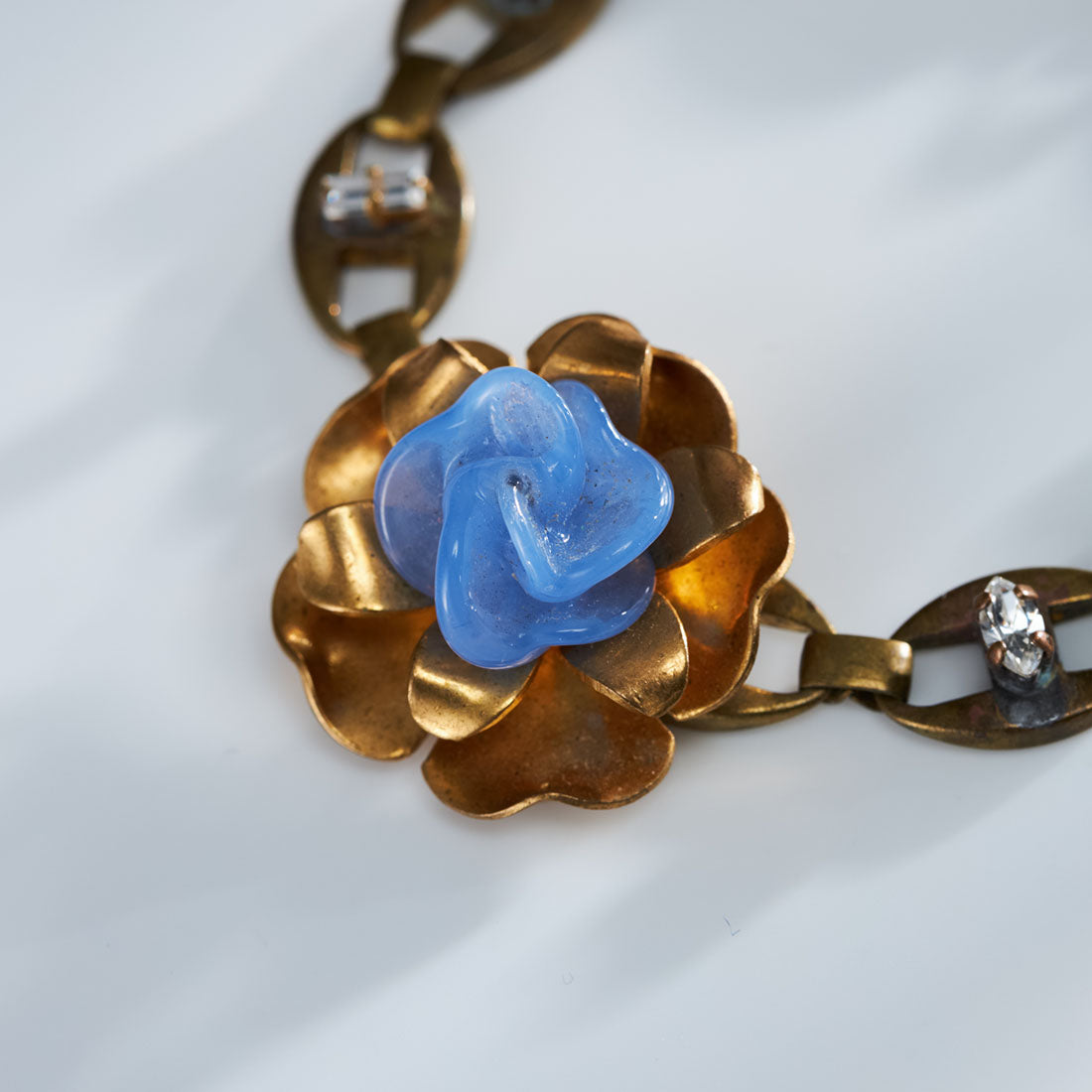 Paris Vintage Parts Re-Jewelry Bracelet / Blue Flower / ブレスレット