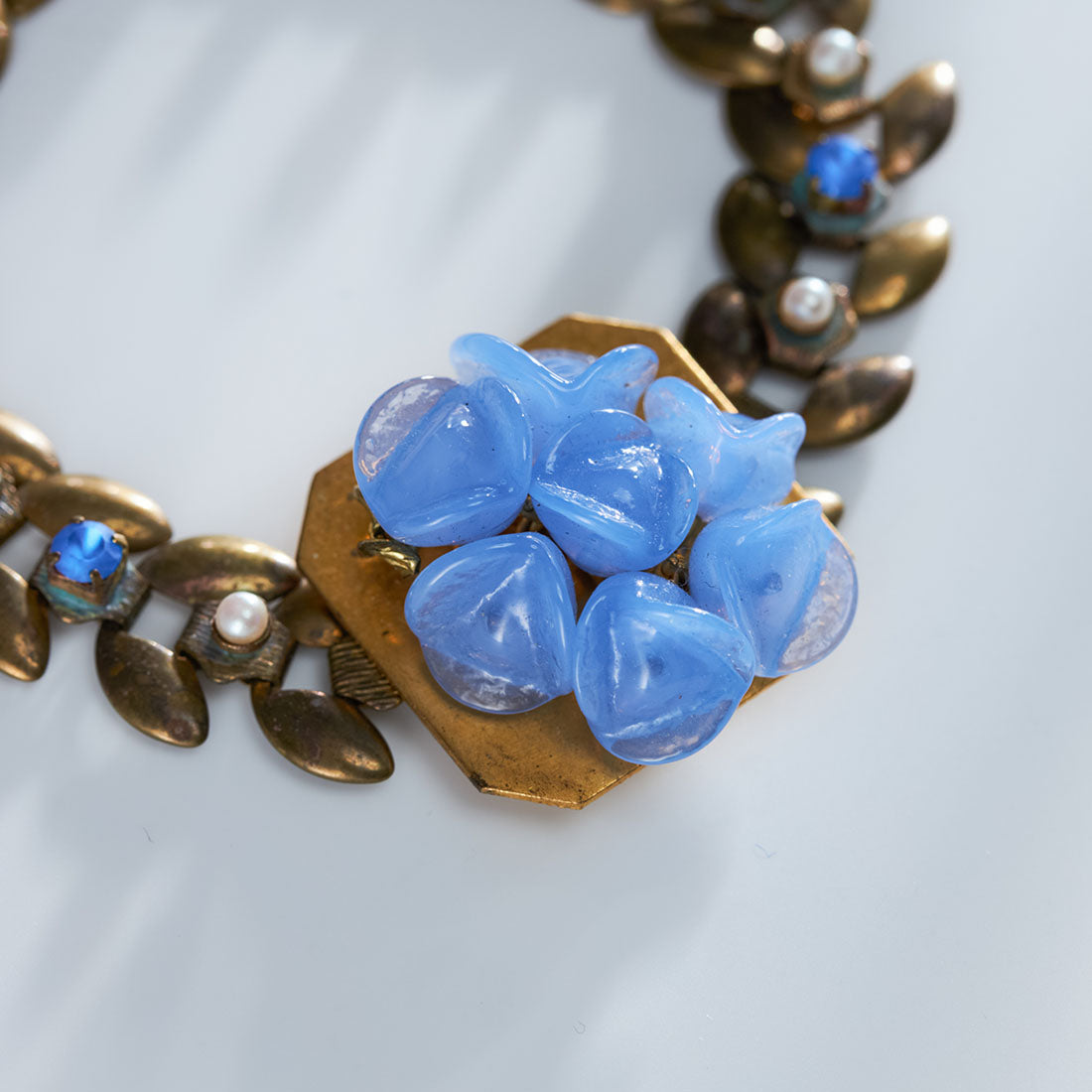 Paris Vintage Parts Re-Jewelry Bracelet / Blue Flowers / ブレスレット
