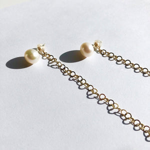 K10YG Button Pearl x Circle Chain Back Catch / Set(ピアス)