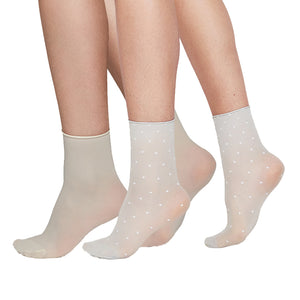 Judith dots sock 2pack Light Grey/Ivory（ジュディス ドット ソックス 2パック グレー・アイボリー）