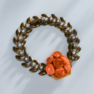 Paris Vintage Parts Re-Jewelry Bracelet / Coral Flowers / ブレスレット